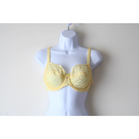 Wacoal Classic Yellow Sheer Lace Unlined Full Coverage Bra 855115 32DD/32E - Picture 12 of 12